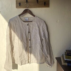 100% linen striped button down